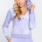 Long Sleeve Velour Hoodie Zip Up Jacket
