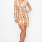 Shirring Animal Print Dress