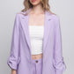 Woven Solid 3/4 Sleeve Blazer