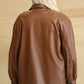 Faux Leather Button Down Shacket With Side Pockets