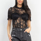 Floral Lace Corset Keyhole Bodysuit