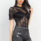 Floral Lace Corset Keyhole Bodysuit