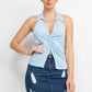Collared Halter Open Back Top