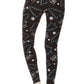 Yoga Style Banded Lined Tree Printed Knit Legging With High Waist