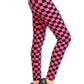 Checkered Printed High Waisted Leggings In A Fitted Style, With An Elastic Waistband