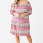 Plus Combo Printed Textured Ruffle Flare Hem Mini Dress