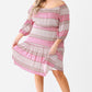 Plus Combo Printed Textured Ruffle Flare Hem Mini Dress