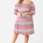 Plus Combo Printed Textured Ruffle Flare Hem Mini Dress