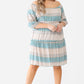 Plus Combo Printed Textured Ruffle Flare Hem Mini Dress