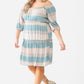 Plus Combo Printed Textured Ruffle Flare Hem Mini Dress