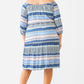 Plus Combo Printed Textured Ruffle Flare Hem Mini Dress