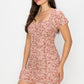 Ruched Floral Ruffled Bodycon Dress