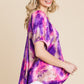 Venechia Tie Dye Bubble Sleeves Tunic Top