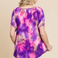 Venechia Tie Dye Bubble Sleeves Tunic Top