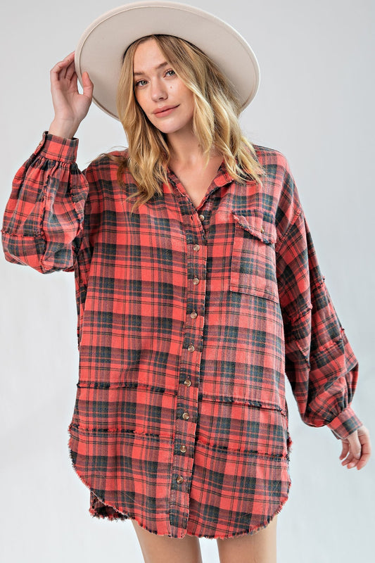 Mineral Washed Plaid Shirt