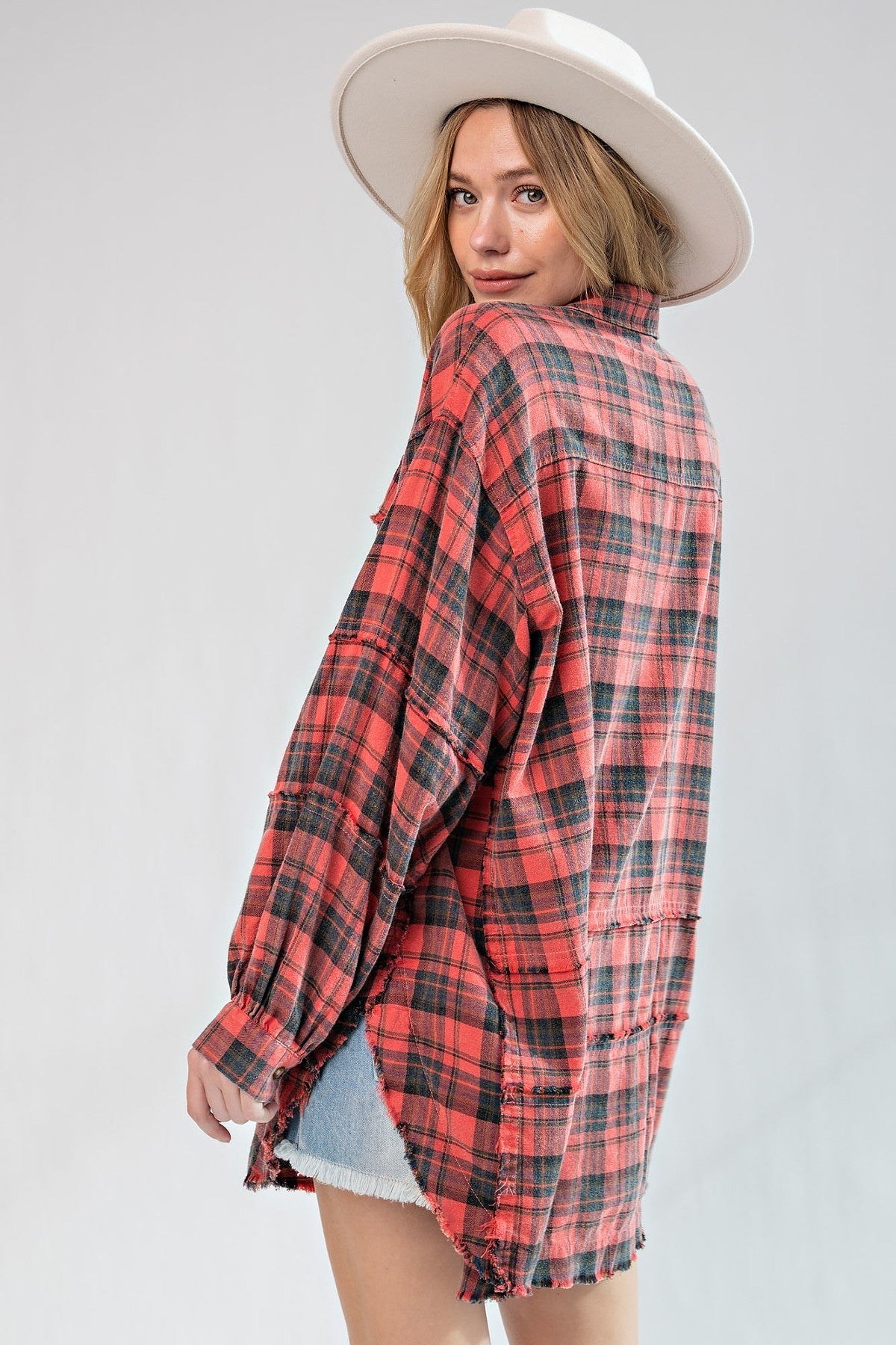 Mineral Washed Plaid Shirt