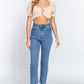 Short Slv Print Crop Woven Top