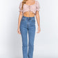 Short Slv Print Crop Woven Top