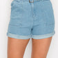 Belted Paperbag Denim Shorts
