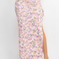 Front Knot Floral Top & Ruched Maxi Skirts Set