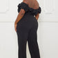 Ruffle Shoulder Shoulder Plus Size Jumpsuit