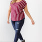 Plus Striped Short Sleeve Relax Top