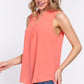 Sleeveless Henley Neck Woven Top