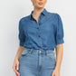 Button-down Denim Shirt Top