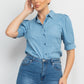 Button-down Denim Shirt Top