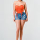 Luxe sweetheart ruffled drawstring lace bustier top