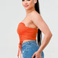 Luxe sweetheart ruffled drawstring lace bustier top