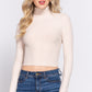Long Slv Turtle Neck Rib Crop Knit Top