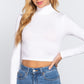 Long Slv Turtle Neck Rib Crop Knit Top