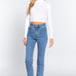 Long Slv Turtle Neck Rib Crop Knit Top