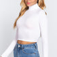 Long Slv Turtle Neck Rib Crop Knit Top