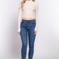 Long Slv Turtle Neck Rib Crop Knit Top