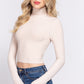 Long Slv Turtle Neck Rib Crop Knit Top