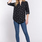 3/4 Roll Up Slv V-neck Print Blouse