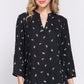3/4 Roll Up Slv V-neck Print Blouse