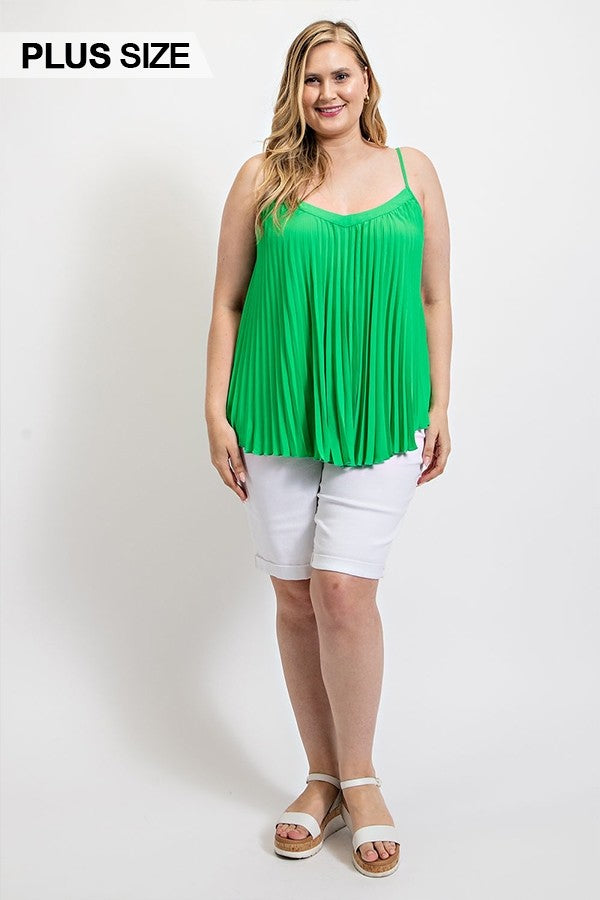 Pleated Tank Top With Adjustable Strap