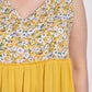 Floral Color Block Ruffle Detail Tiered V-neck Top