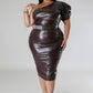 Faux Leather Semi-stretch Dress