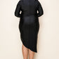 Shiny Venesia Long Sleeve V Neck Knee Length Dress
