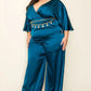 Venecia Solid/zebra V Neck Long Sleeve Belted Maxi Dress