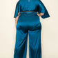Venecia Solid/zebra V Neck Long Sleeve Belted Maxi Dress