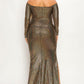 Plus Long Sleeve Off Shoulder Sequin Fabric (metallic) Party Maxi Dress