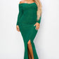Plus Long Sleeve Off Shoulder Night Party Maxi Dress