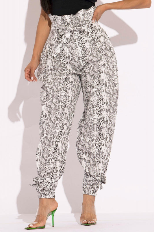 Snake Skin Printed Style Cargo Pants