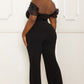 Mesh Off The Shoulder Plus Size Jumpsuit