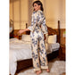 Artificial Silk French Cardigan Lace Up Nightgown Pajama
